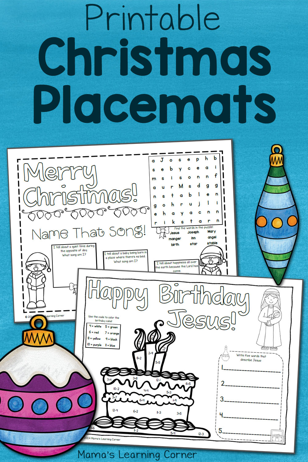 Printable Christmas Placemats Mamas Learning Corner