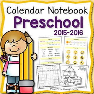 Calendar Notebook Preschool 2015 2016 8x8 - Mamas Learning Corner Calendar Notebook Preschool 2015 2016 8x8