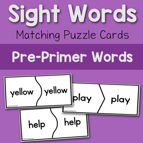 Sight Words: Matching Puzzle Cards 8x8