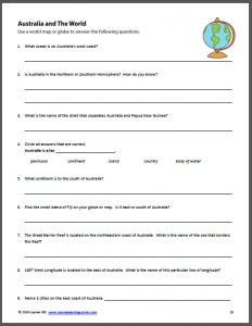 australia worksheets for 1st through 3rd grades mamas