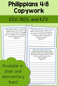 Bible Copywork: Philippians 4:8 - Mamas Learning Corner Bible Copywork: Philippians 4:8