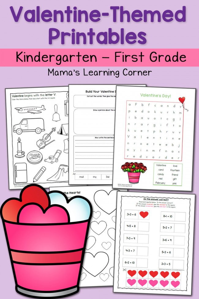 Valentine Worksheets Kindergarten First Grade 650x975 - Printables For Kindergarten