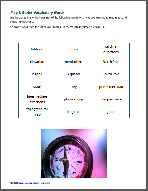 Maps and The Globe Worksheet Packet for 1st-3rd Graders - Mamas