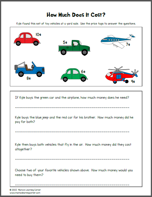 for learning read worksheets kindergarten to Corner Transportation  Worksheets Learning Mamas