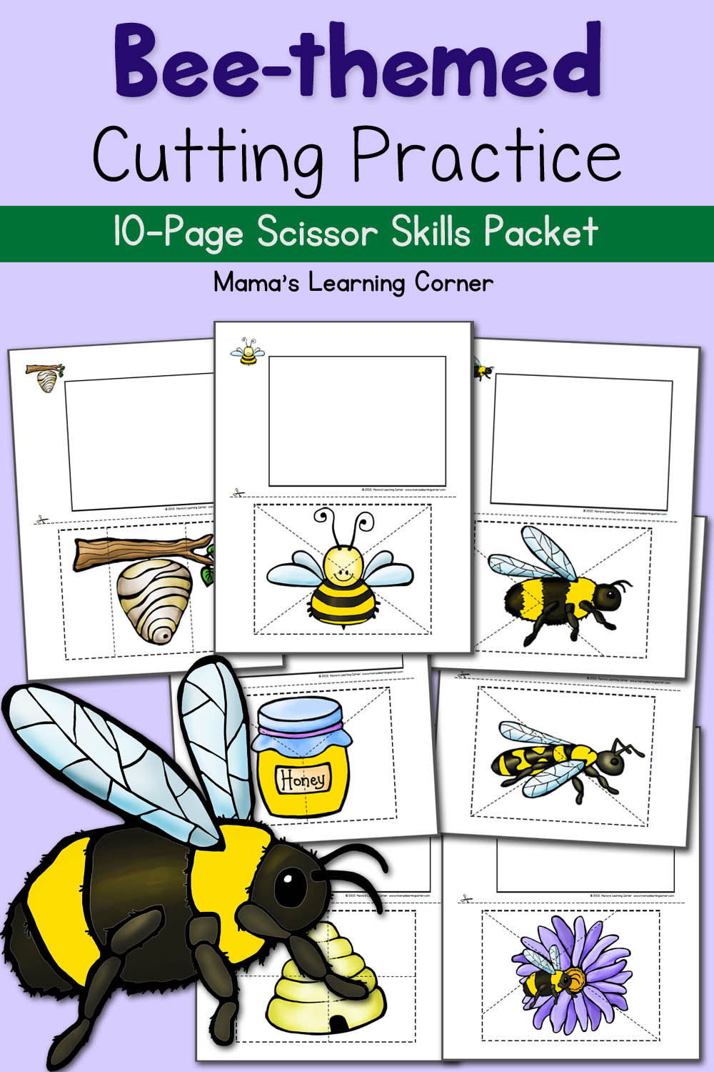 Bee Cutting Practice Worksheets: The Bee Tree! - Mamas Learning Corner