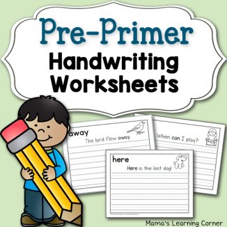 Handwriting Worksheets for Kids: Pre Primer Dolch Words