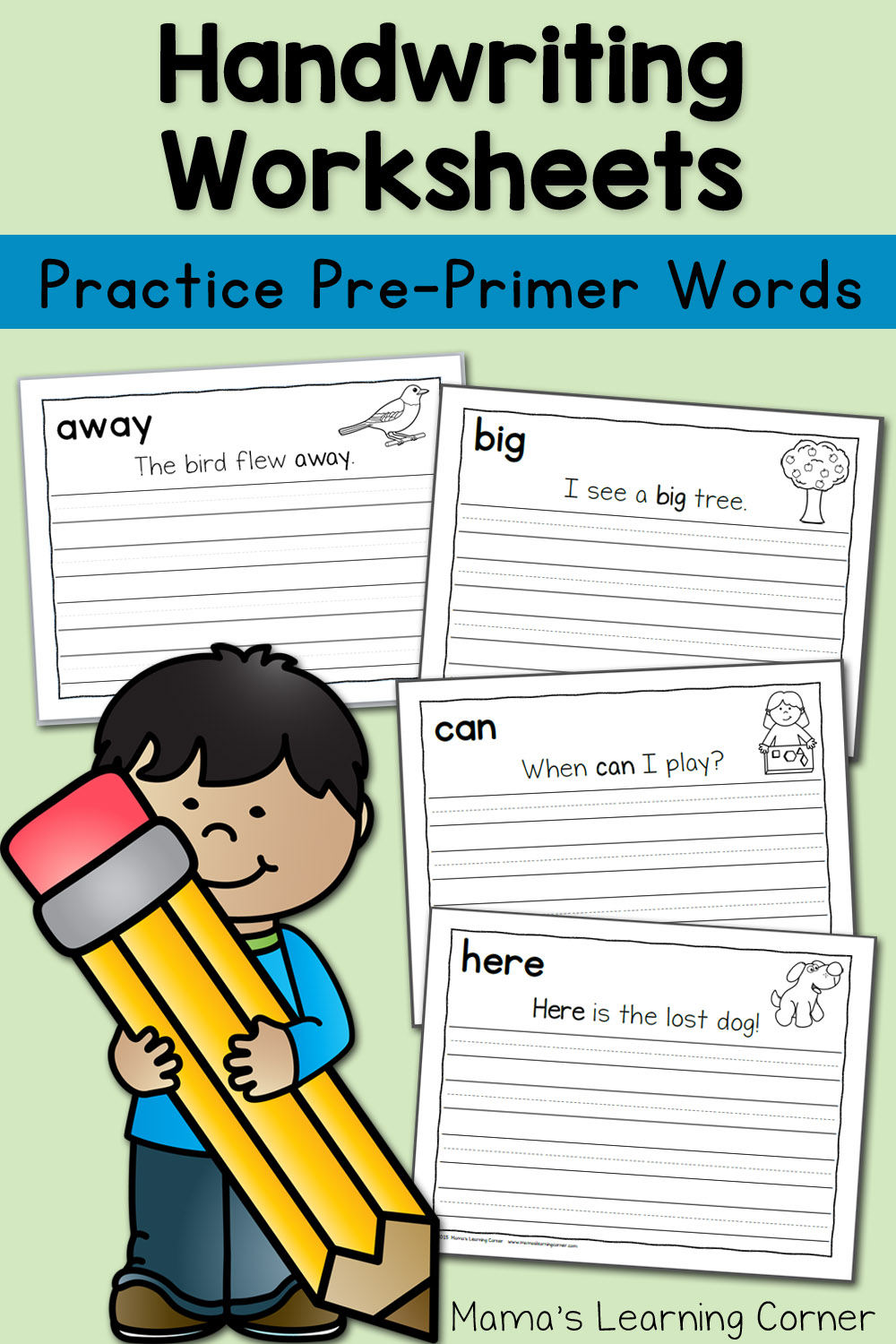 Handwriting Worksheets for Kids PrePrimer Dolch Words