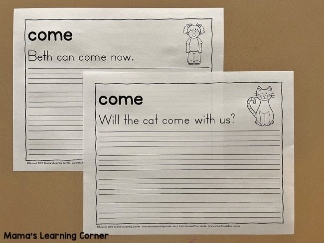 Pre Primer Dolch Sight Word Sentences Handwriting Practice - Mamas Learning Corner Pre Primer Dolch Sight Word Sentences Handwriting Practice