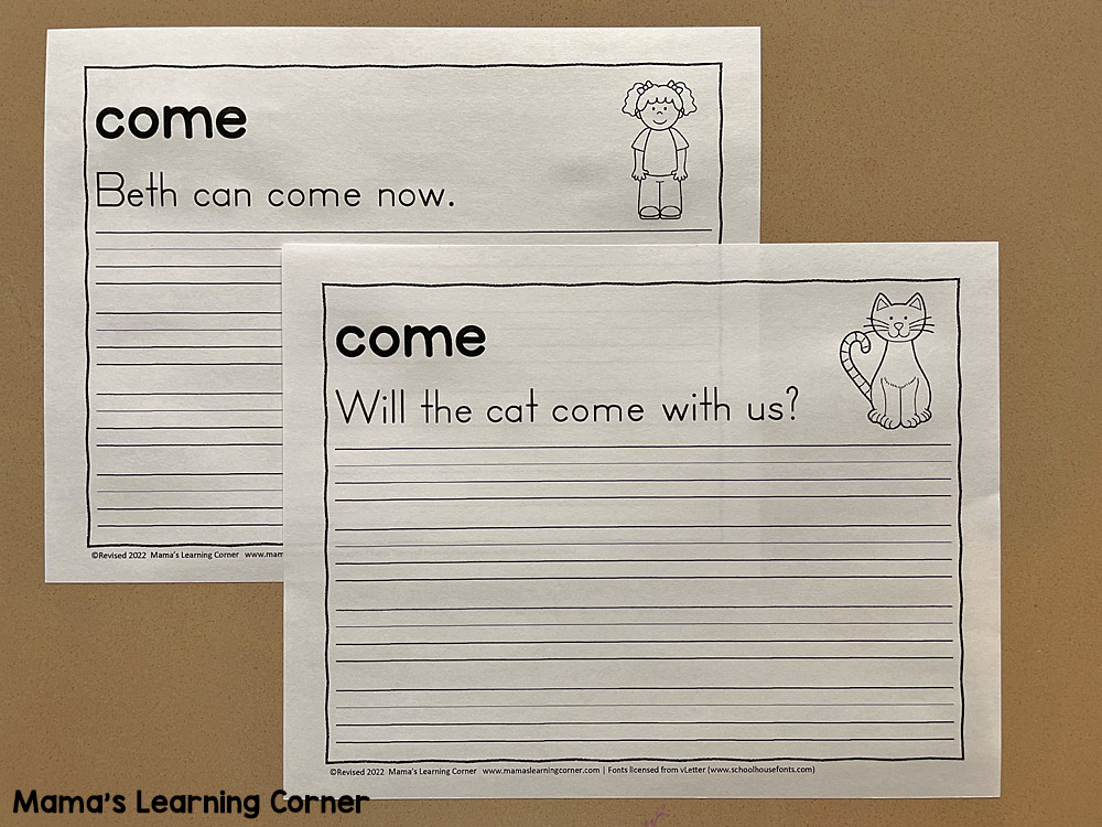 Pre Primer Dolch Sight Word Sentences Handwriting Practice 