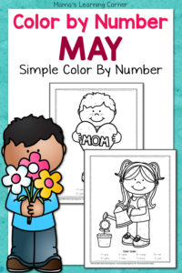 May Color by Number Worksheets