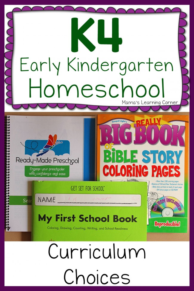 Early Kindergarten Homeschool Curriculum 2015-2016
