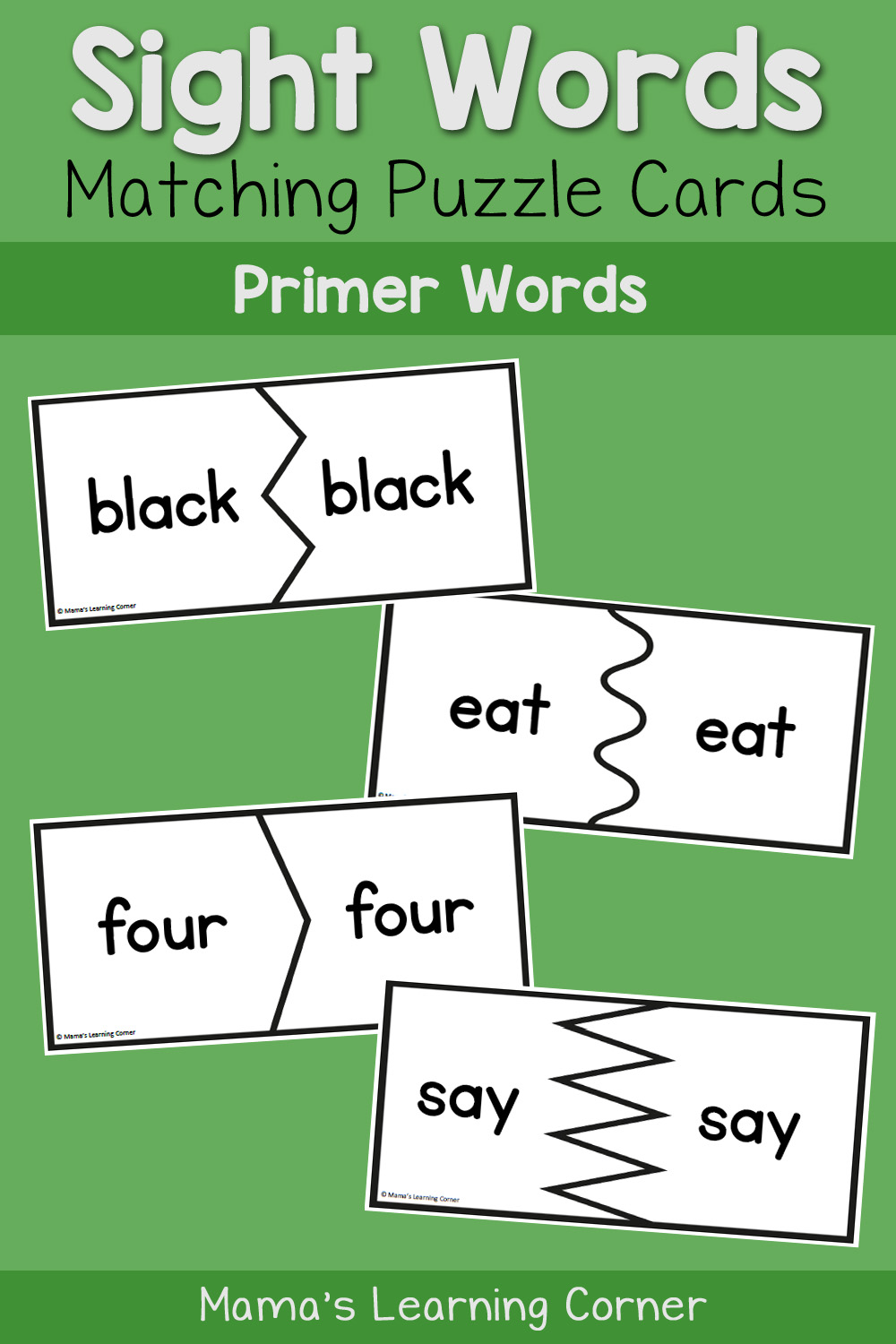 Sight Words Puzzle Cards: Dolch Primer Words - Mamas Learning Corner