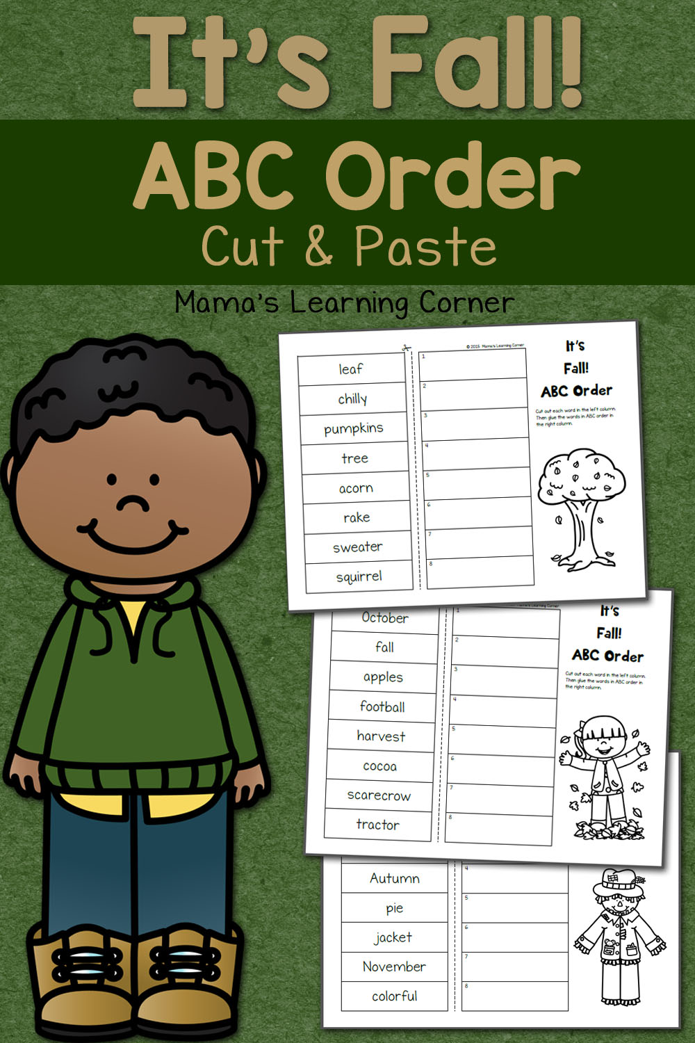 Fall Cut and Paste: ABC Order Worksheets - Mamas Learning Corner