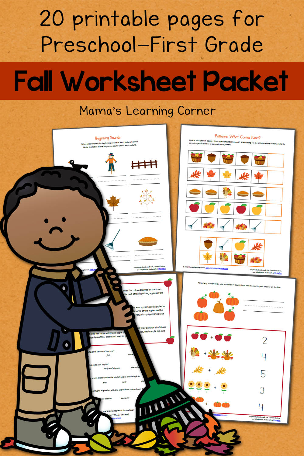 Fall Worksheet Packet for Preschool - First Grade