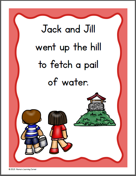 Jack And Jill Nursery Rhyme Packet Mamas Learning Corner Jack And Jill Nursery Rhyme Packet Mamas Learning Corner