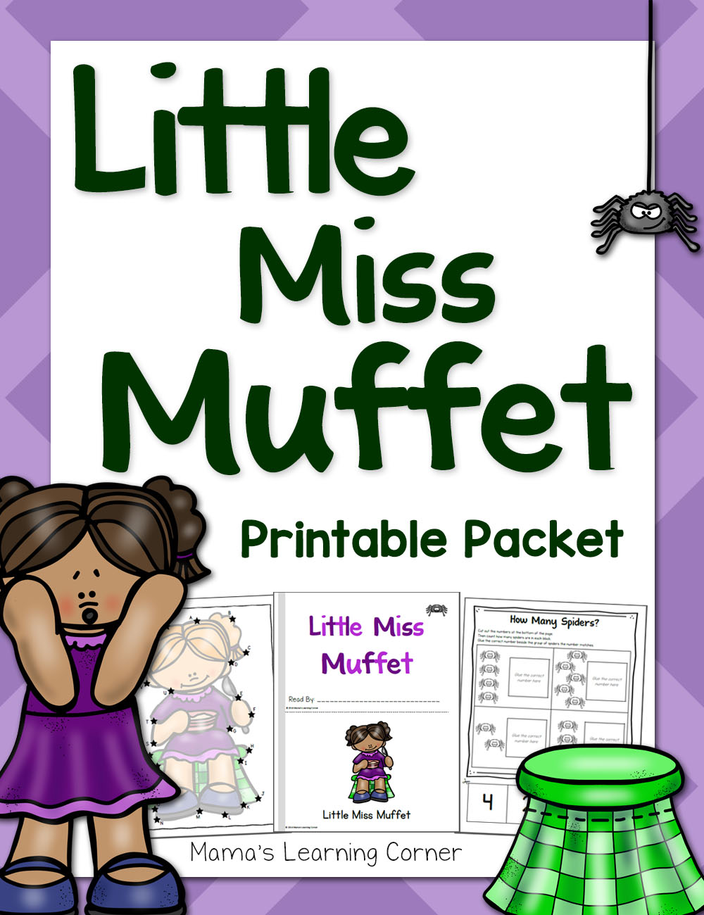 Little Miss Muffet Nursery Rhyme Printable Packet