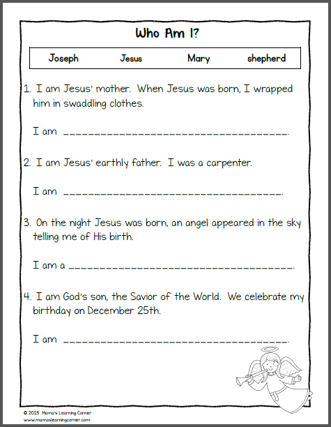 Nativity Worksheets for Kindergarten and First Grade - Mamas Learning ...