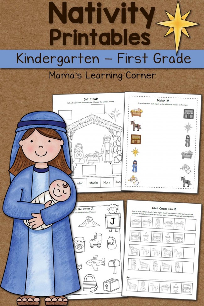 Nativity Worksheet Packet Kindergarten and First Grade