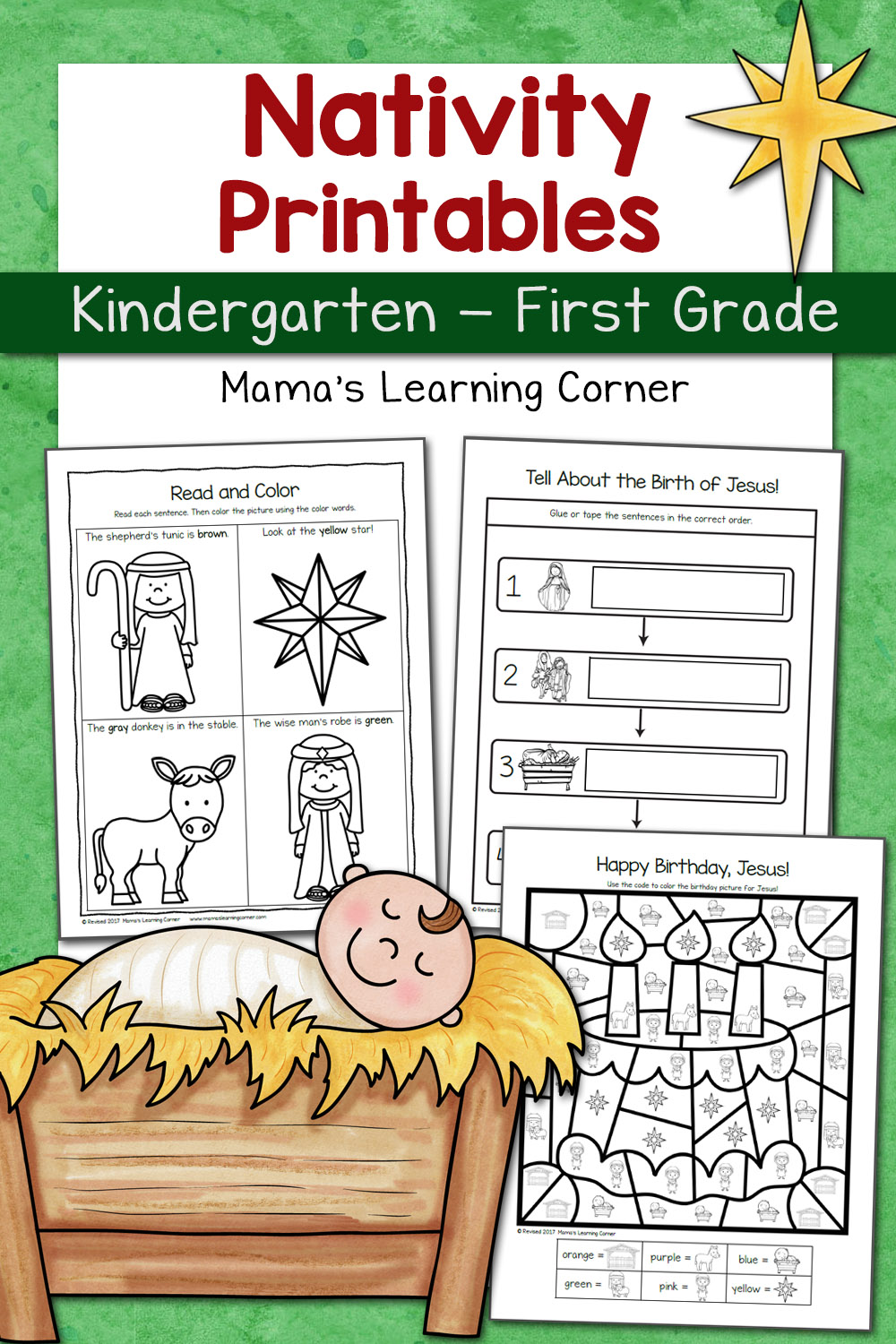 Nativity Worksheet Packet for Kindergarten and First Grade Mamas
