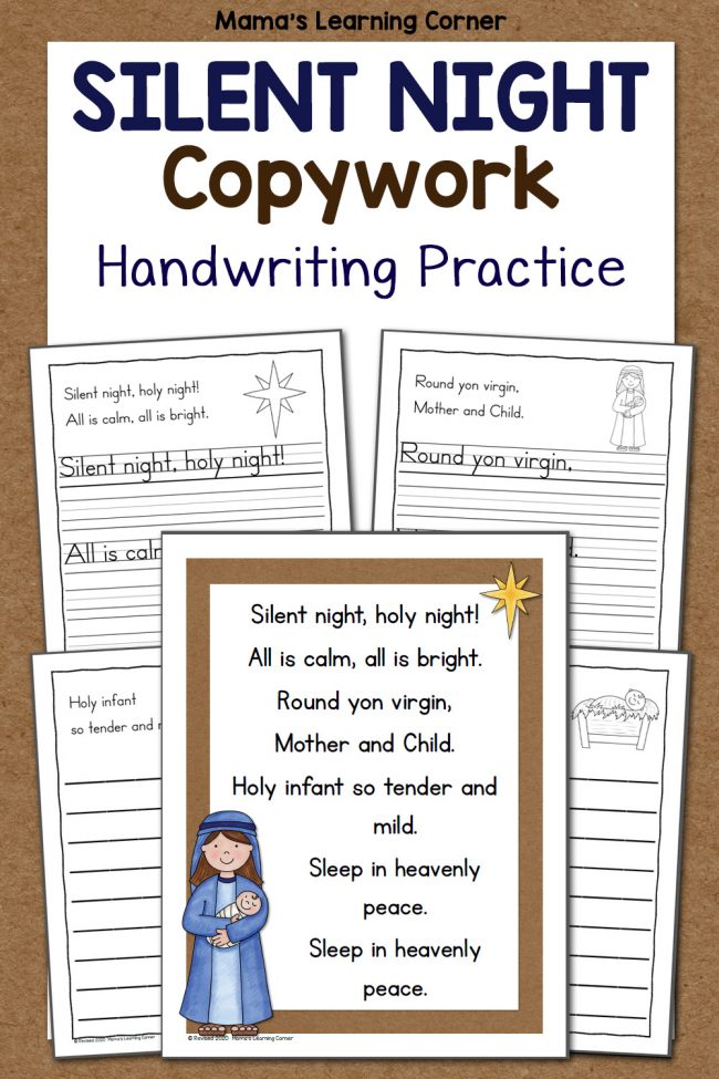 Silent Night Copywork Pages - Mamas Learning Corner Silent Night Copywork Pages