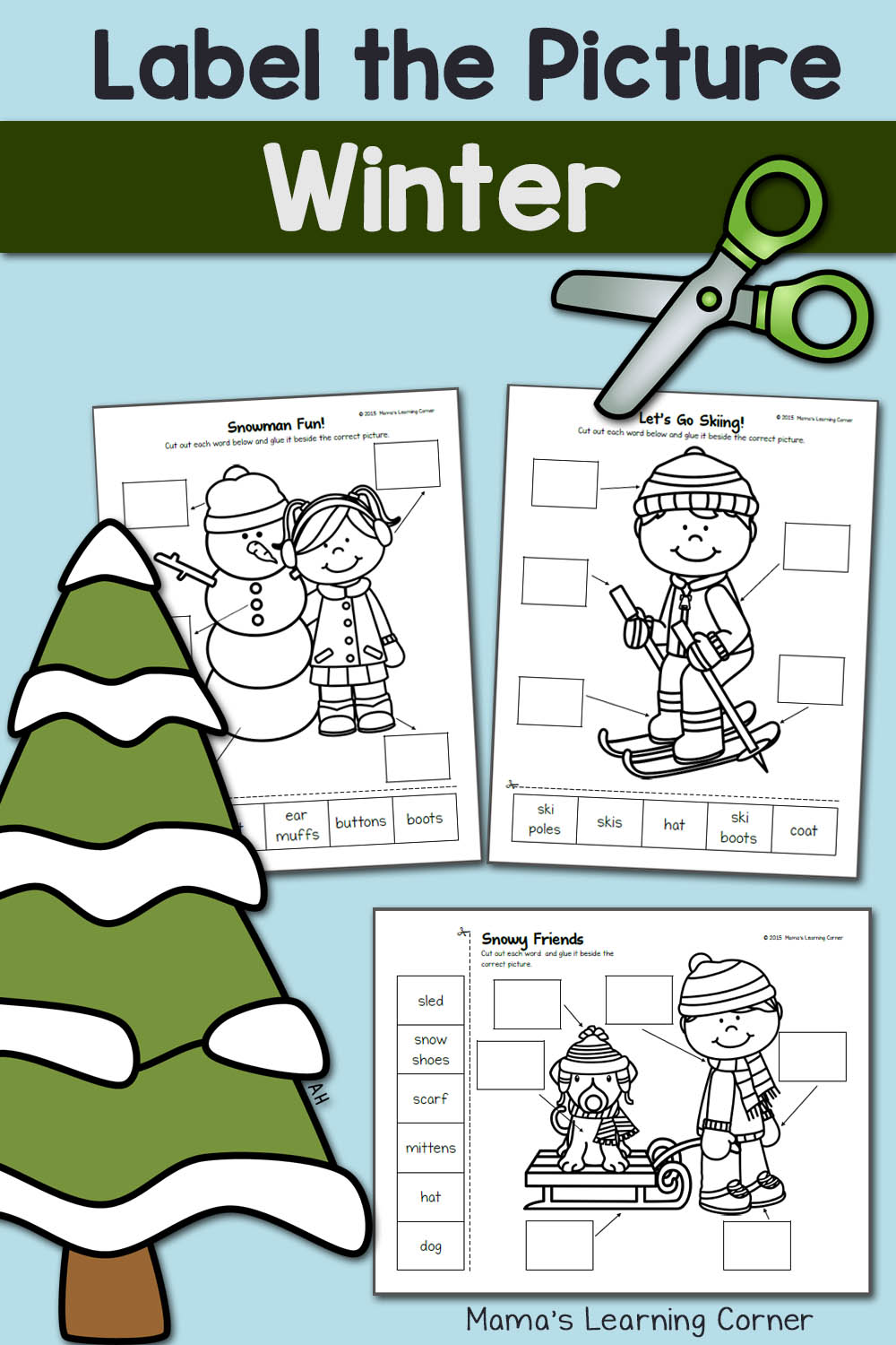 Winter Label the Picture: Cut and Paste! - Mamas Learning Corner