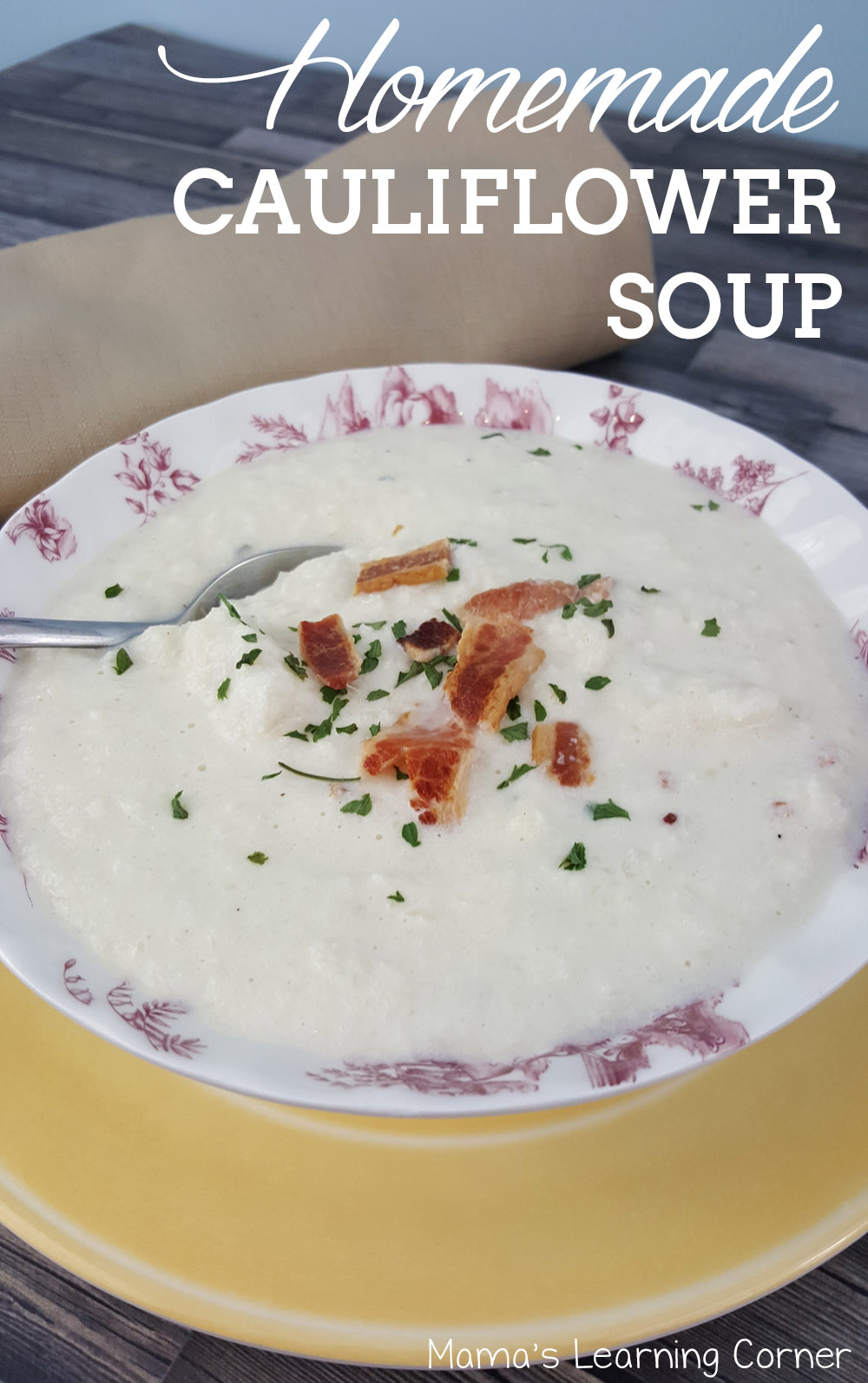 Cauliflower Soup with Cheese and Bacon