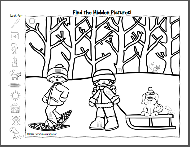 Winter Hidden Picture Worksheets Mamas Learning Corner