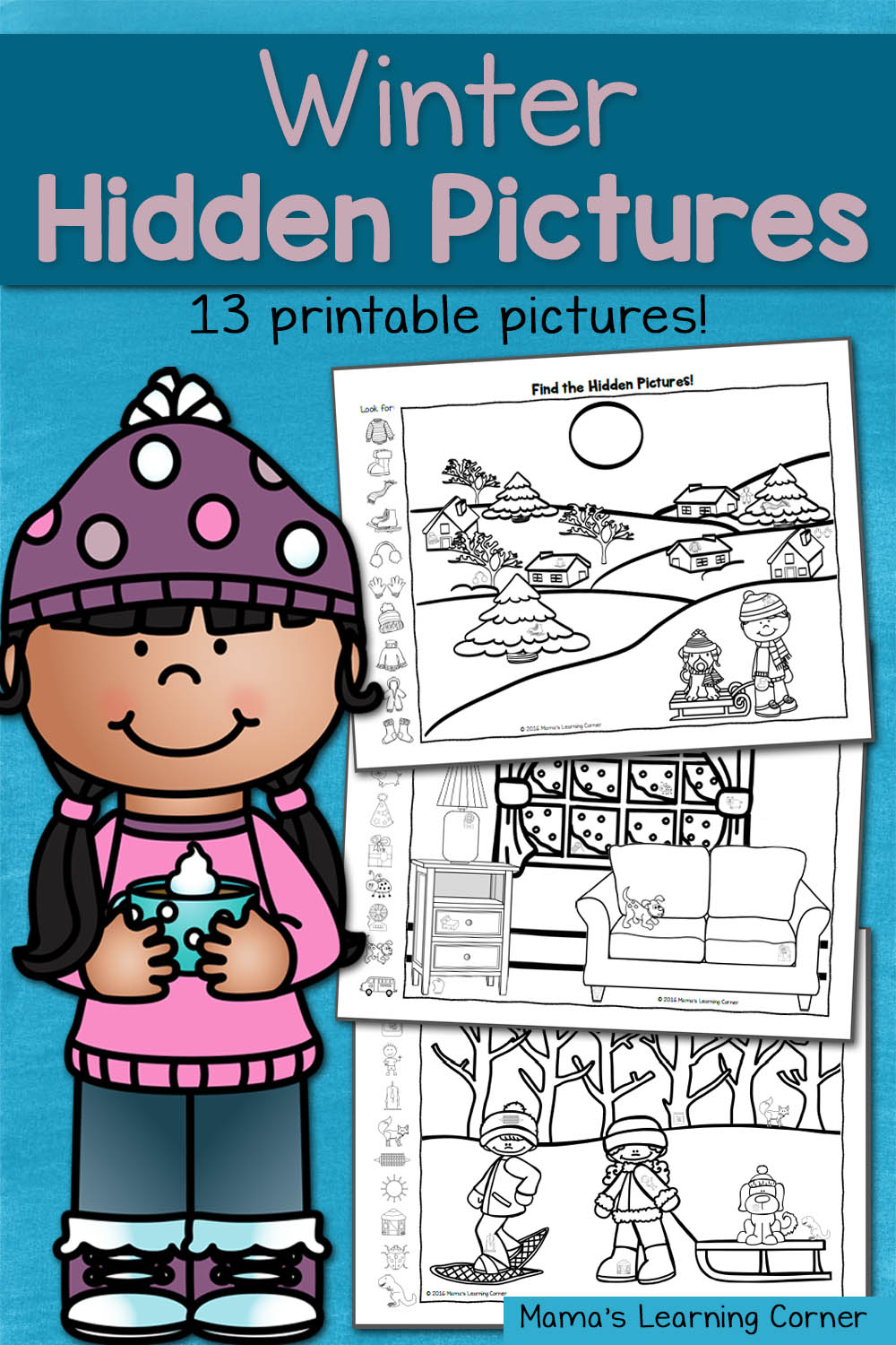 Find It! Winter Hidden Picture Worksheets - Mamas Learning Corner