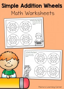 Simple Addition Wheels: Math Worksheets