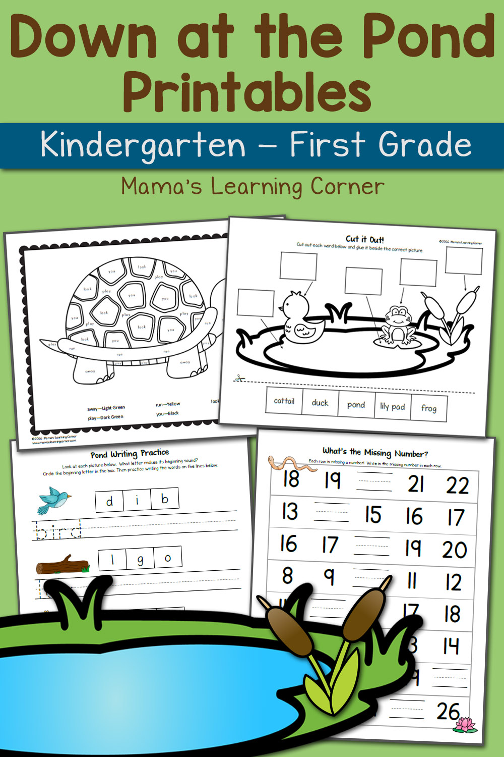 Pond Worksheets for Kindergarten and First Grade - Updated for 2016