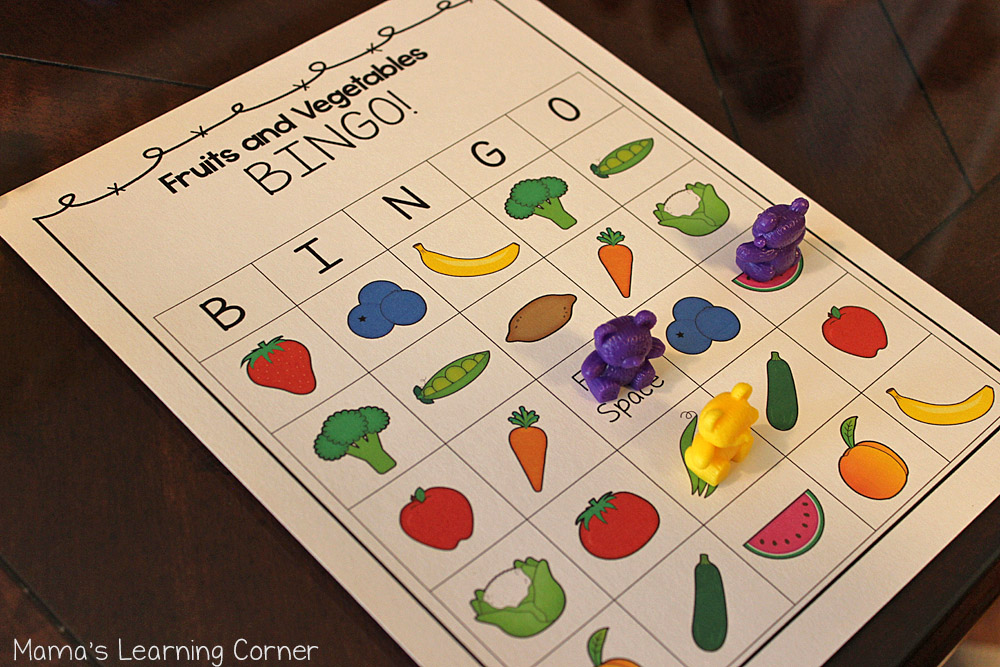 Fruits and Vegetables Bingo Game 