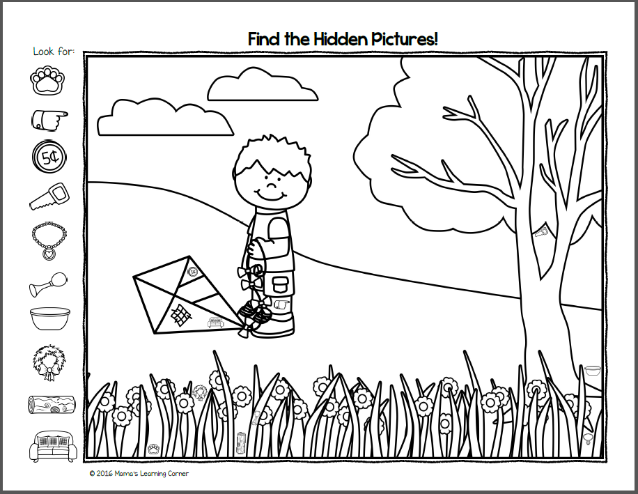 Spring Hidden Picture Worksheets