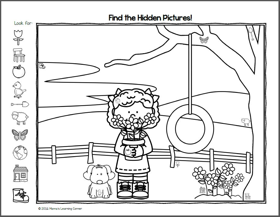 Find it! Spring Hidden Picture Worksheets - Mamas Learning ...