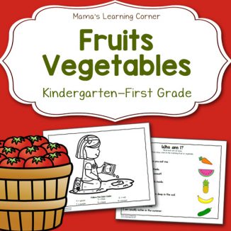 Fruit and Vegetable Worksheets for Kindergarten and 1st Grade