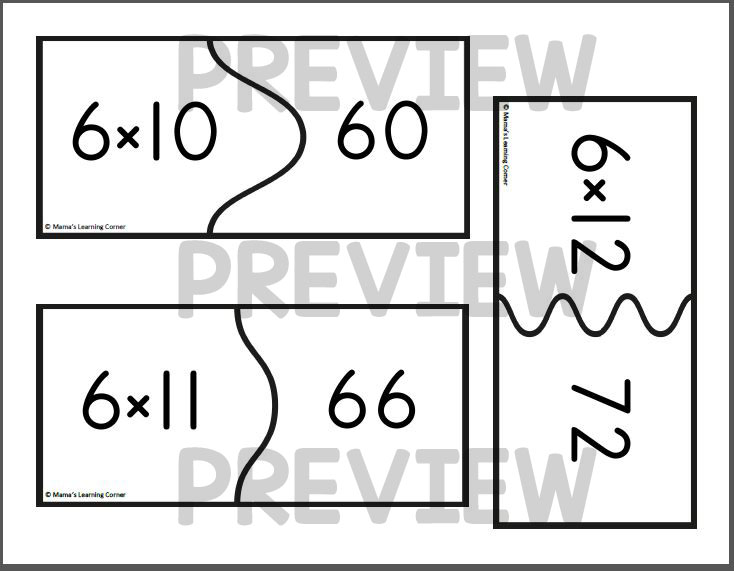 Multiplication Fact Puzzle Cards - Mamas Learning Corner Multiplication Fact Puzzle Cards