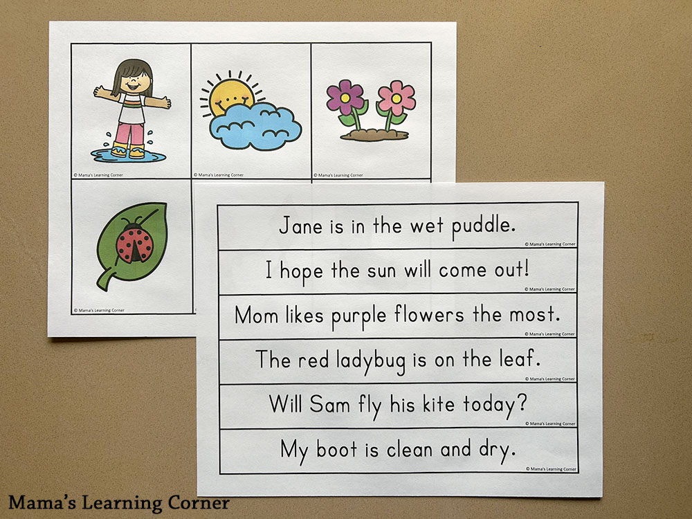 Spring Match Sentence to Picture Reading Activity 1 - Mamas Learning Corner Spring Match Sentence to Picture Reading Activity