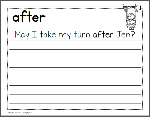 Handwriting Worksheets for Kids: Dolch First Grade Words