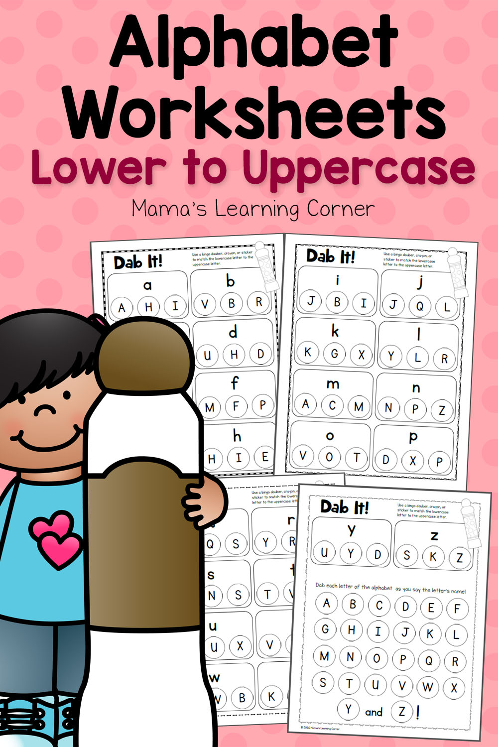 dab it alphabet worksheets match lower and uppercase