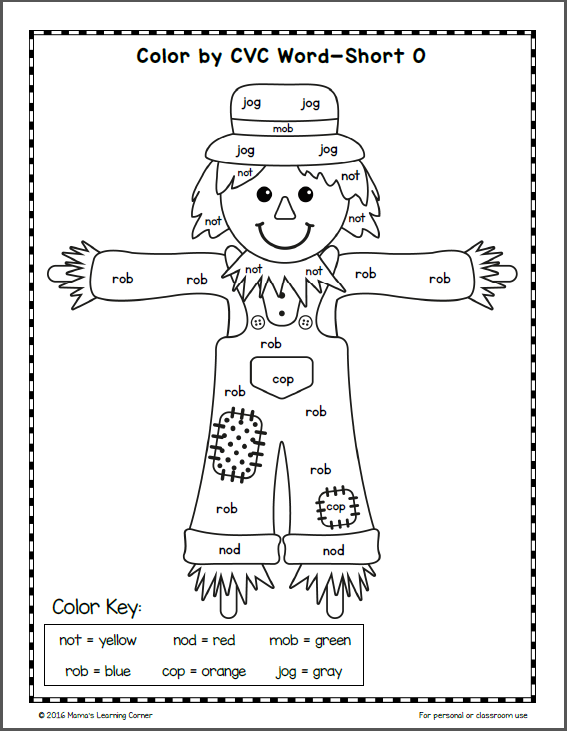 Fall Color By Cvc Word Worksheets Mamas Learning Corner