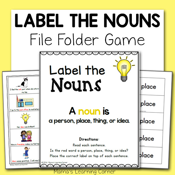 Label the Nouns File Folder Game