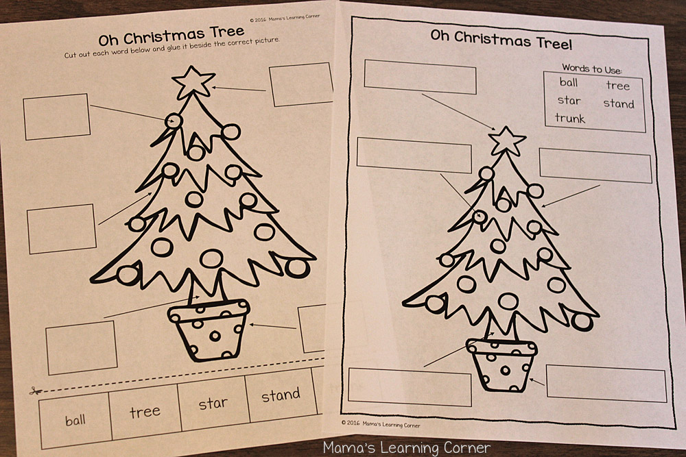 christmas label the picture worksheets mamas learning corner