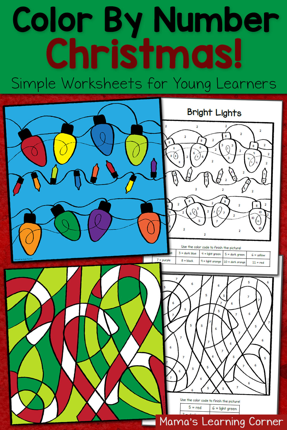 Christmas Color By Number Worksheets - Mamas Learning Corner