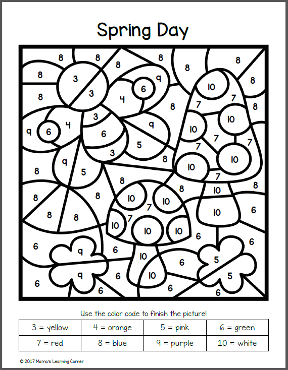 Spring Color By Number Worksheets Mamas Learning Corner Effy Moom Free Coloring Picture wallpaper give a chance to color on the wall without getting in trouble! Fill the walls of your home or office with stress-relieving [effymoom.blogspot.com]