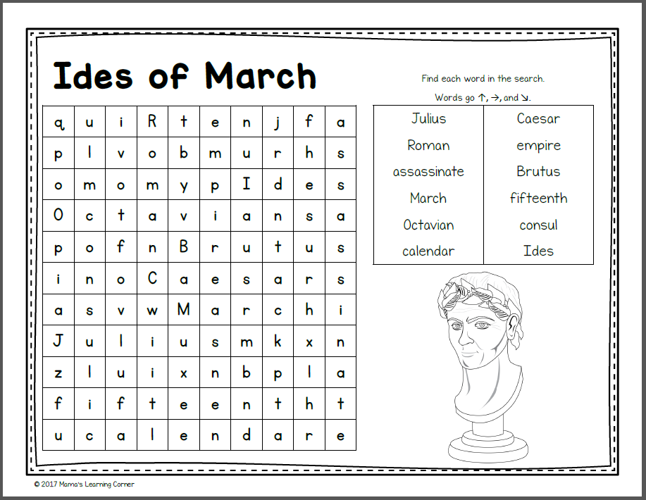 March Word Search Free Printable