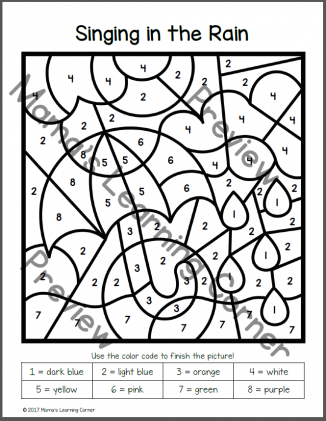 Spring Color By Number Worksheets by Mamas Learning Corner