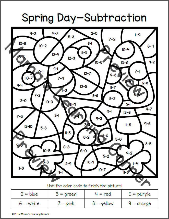 Spring Color By Number Worksheets  Mamas Learning Corner
