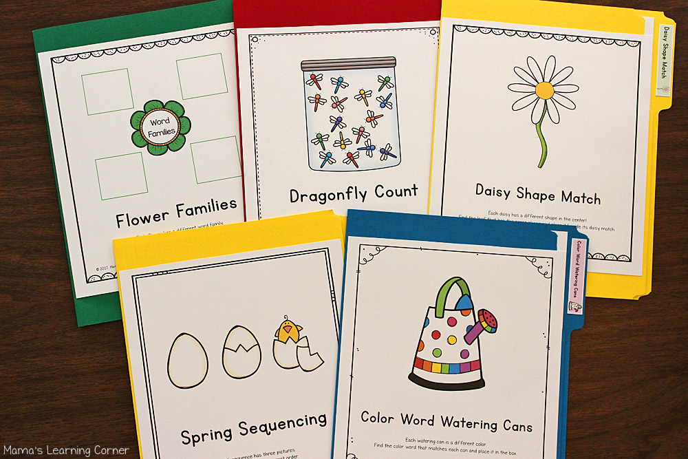 Spring File Folder Games 10 different activities for Preschool and