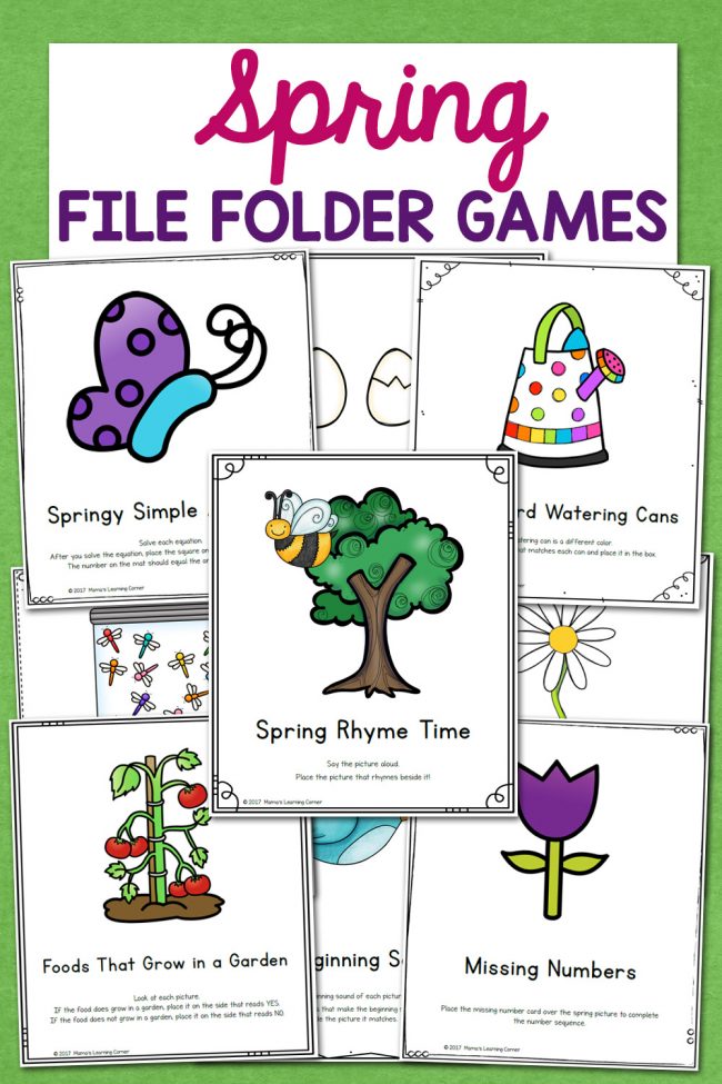 Spring File Folder Games For Preschool And Kindergarten