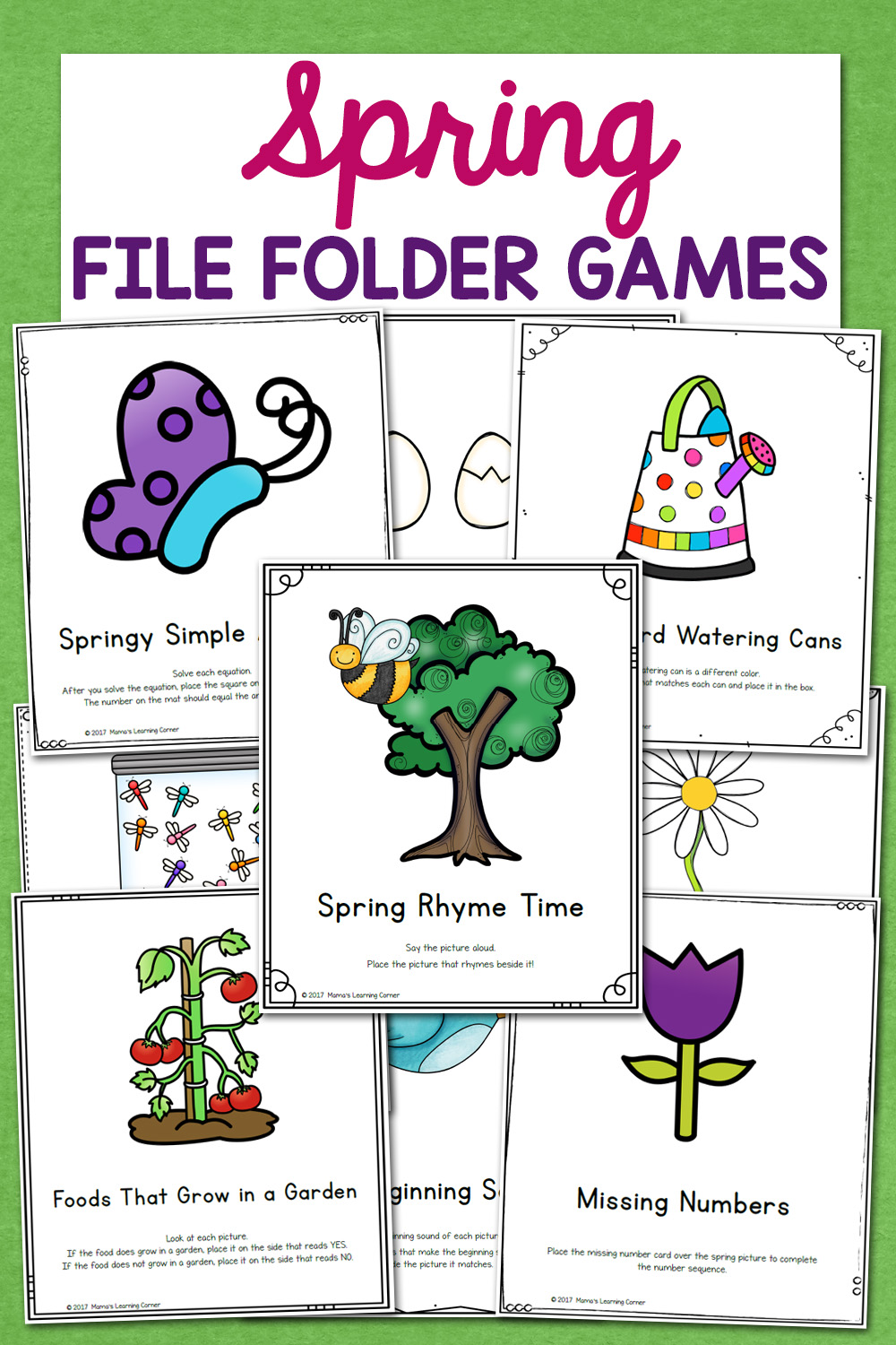 Spring File Folder Games - 10 different activities for Preschool and