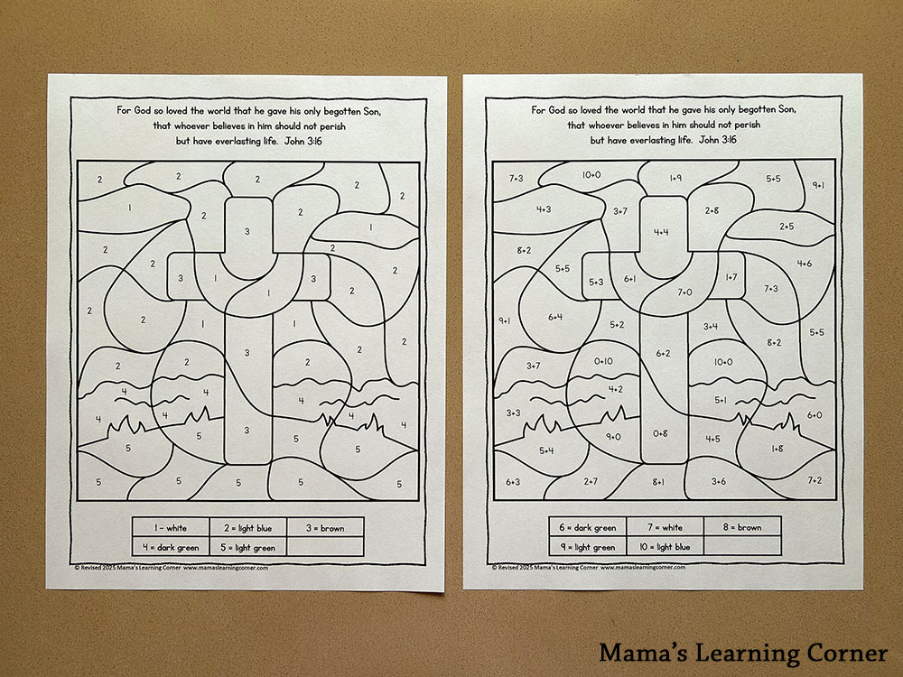 Christian Easter Color By Number Worksheet Packet